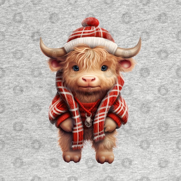 Christmas Baby Highland Cow #6 by Chromatic Fusion Studio